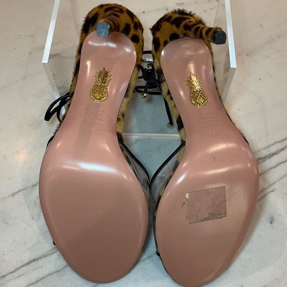 Gianvito Rossi Leopard and PVC Clear strap/ankle strap/tie High Heeled Sandal - Picture 5 of 5